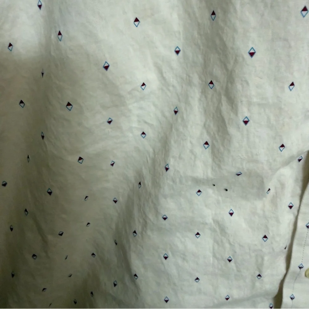 Banana Republic Cream Shirt with Blue Diamond Accents